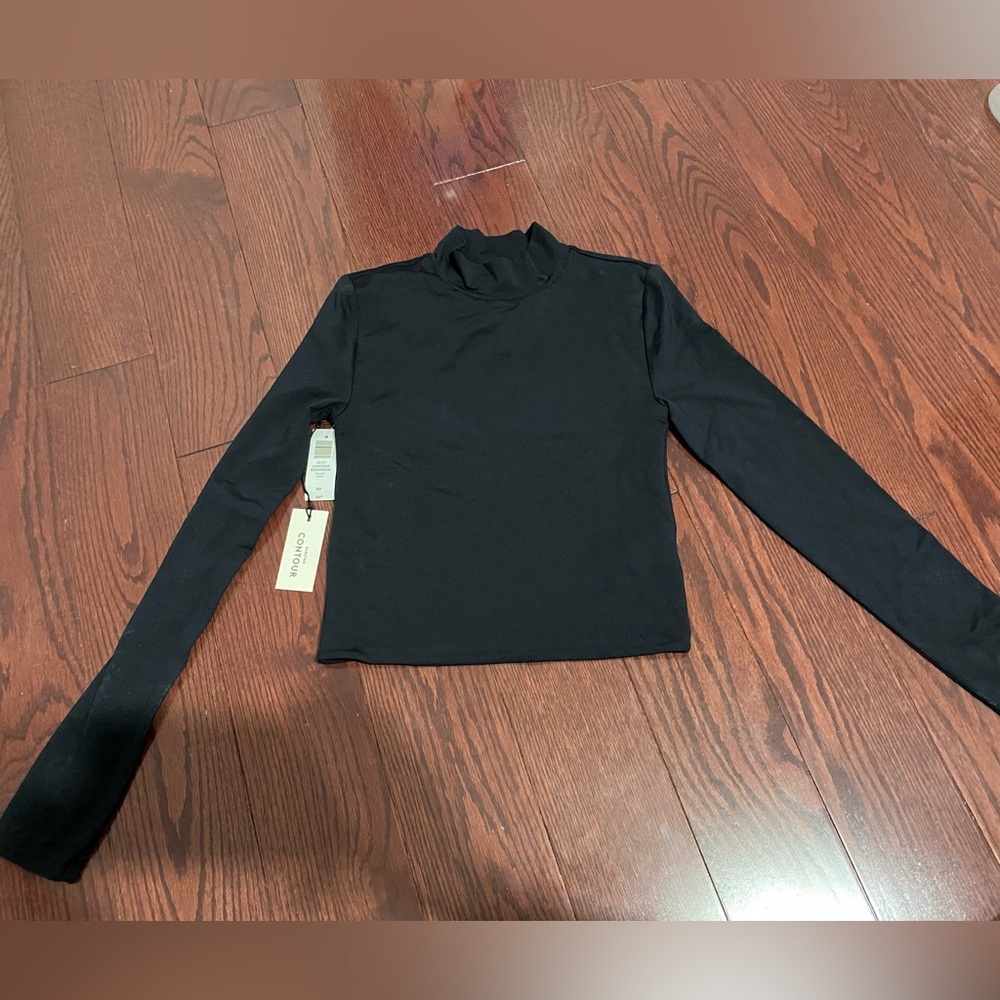 Black Babaton Mockneck Long Sleeve Top